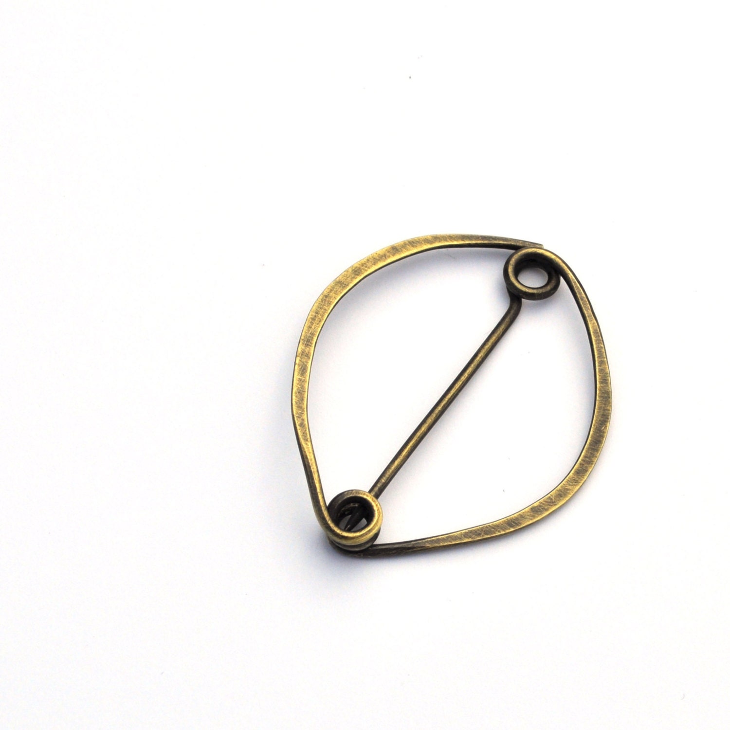 Oval Brass Fibula, Brass Brooch, Forged Jewelry, Brass Jewelry, Handmade Jewelry