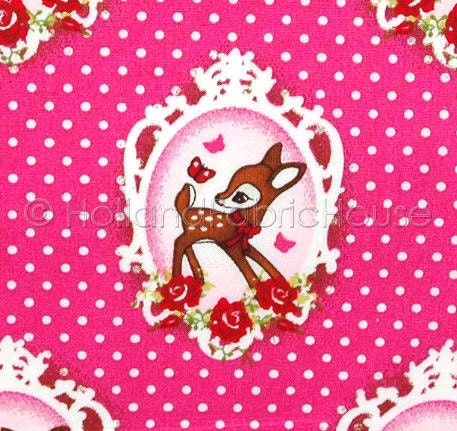 Retro Deer in Fuchsia Fabric  - Extra Wide Dutch design fabric