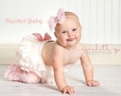 Cream with Pink Trim All Around Ruffle Sassy Pants Diaper Cover Panty Skirt Fabric Tutu - SherbetBaby