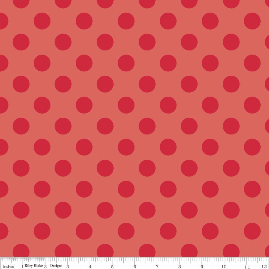 Polka Dot Basics Fabric Red Medium Tone on Tone Dots by Riley Blake Designs 1 Yard New