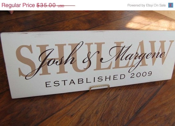 ON SALE Personalized Wedding Sign Family Name Sign Plaque - Perfect Engagement Gift, Wedding or Fathers Day - ETS-02