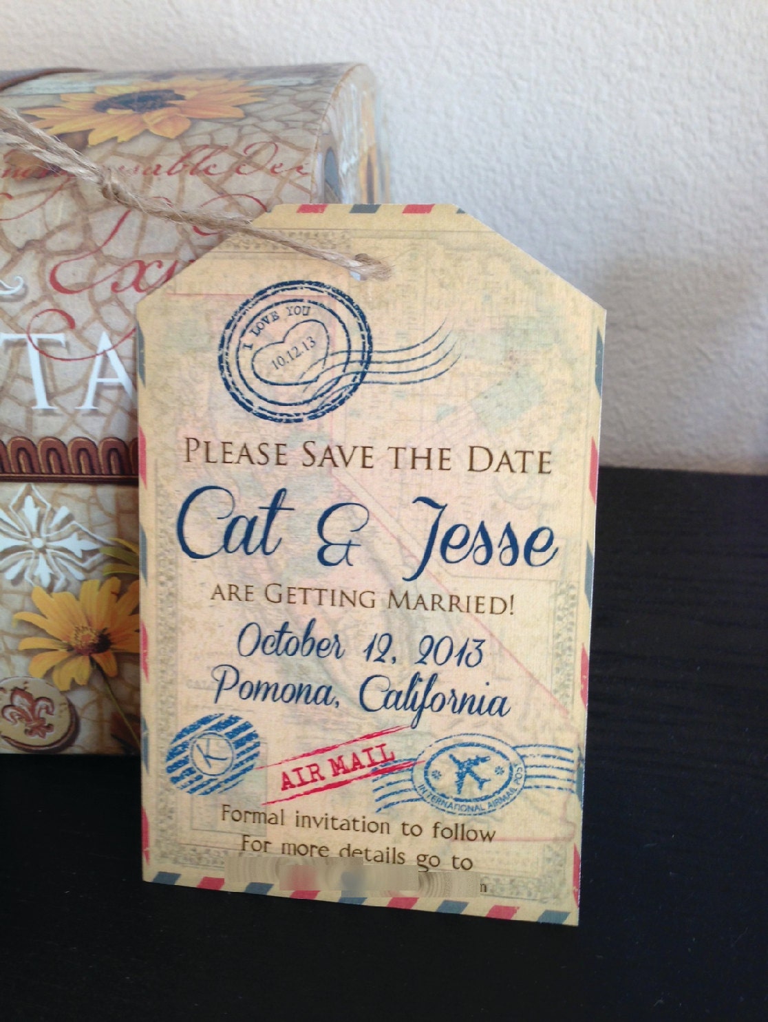 Deposit  Vintage Travel Luggage Tag Save the Date