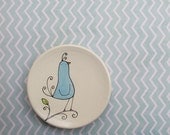Ceramic bird dish, blue bird bowl, spring graduation gift