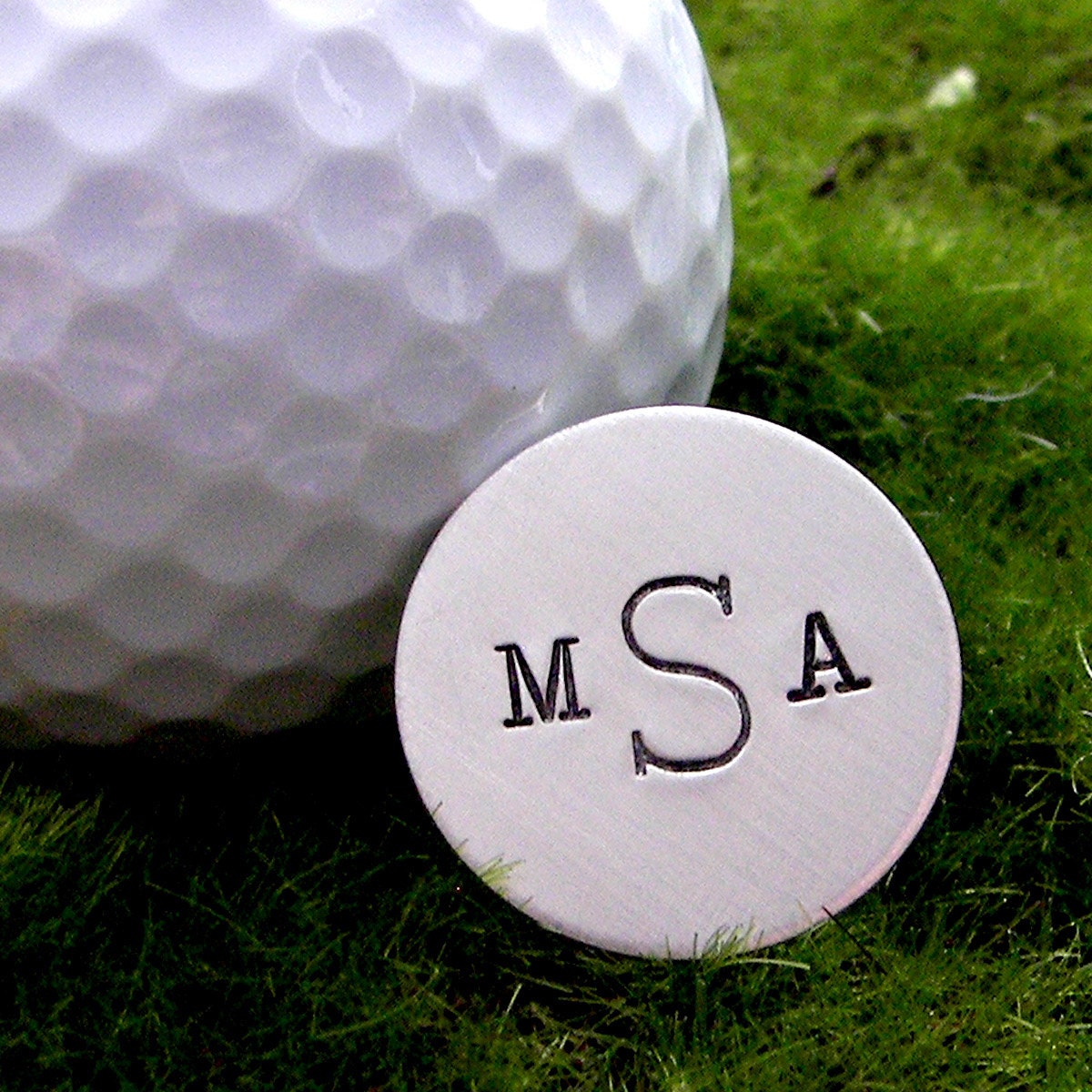 Pocket Token - Golf Ball Marker - Personalized hand stamped sterling silver golf ball marker