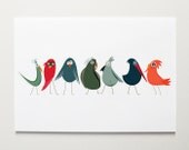 Wall Art, Nursery Wall Art, Bird Print, Funny Bird Art, Nursery Print, Modernpop, Early Birds  - 19"x13"