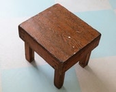 Primitive Wooden Foot Stool, Handmade and Signed