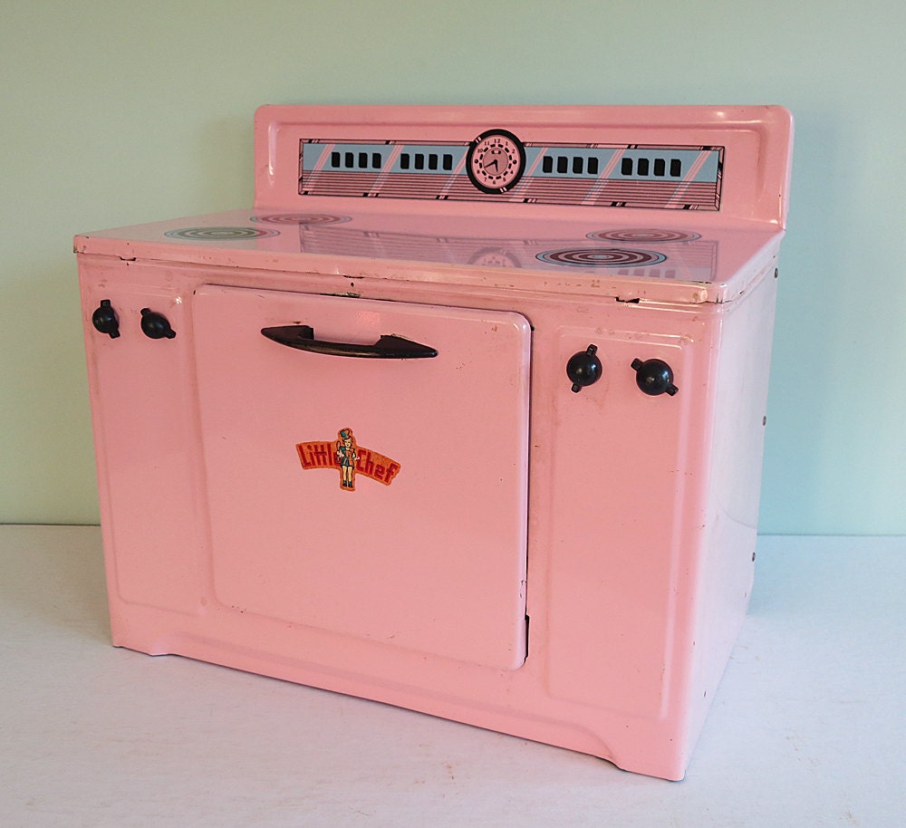 1950s Pink "Little Chef" Metal Toy Stove