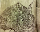 Eco Friendly Linen Tea Towel with Cottontail Bunny