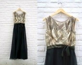 1960s MALCOLM STARR Elegant Beaded Chiffon Evening Gown