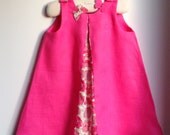 Girls Dress  - French Style Dress - Summer Dress - Dress and matching butterfly hair clip set