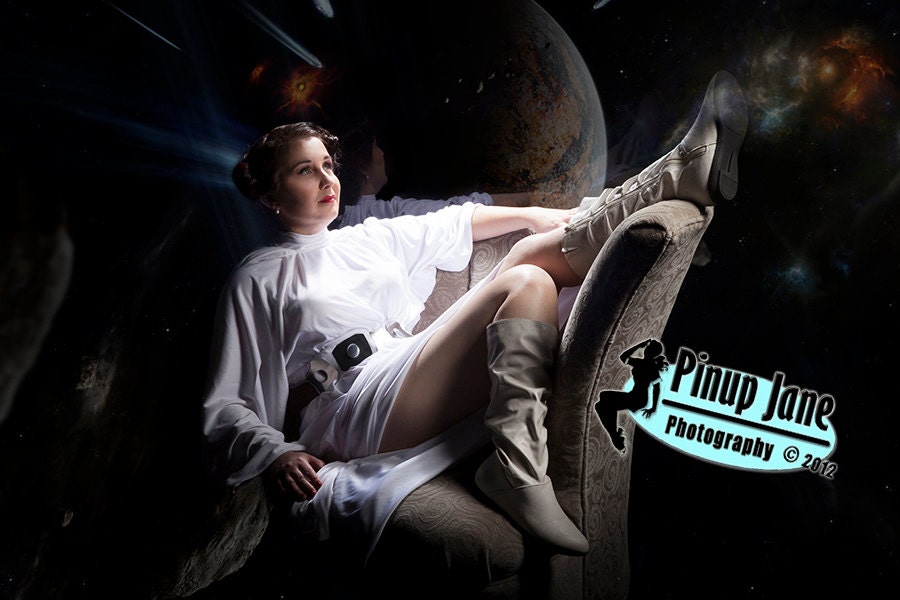 Princess Leia Lounging Pinup, 8x10 photo, Autographed, Limited Edition, Numbered