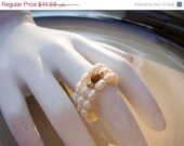 Summer Sale Faux Pearl and Tiger Eye Wire ring