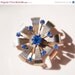 Summer Sale Vintage Silver Burst Brooch with Blue Sapphire Stones