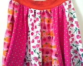 upcycled FLOWERS jersey knit women's panel skirt M/L waist 30