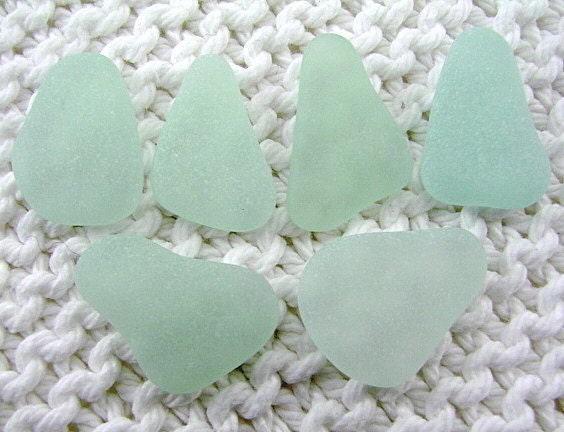 6 Large Pendant Size Gems (SG1195) Splendid Mediterranean Sea Glass