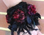 RESERVED FOR PENNY recycled silk gothic  rose cuff  bracelet hand crocheted by plumfish