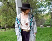 Santa Fe Jacket Vintage 80s Acid Washed Southwestern Navajo Draped Cocoon Jacket  (s m l)