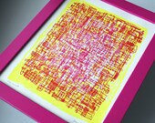 Pink Lemonade - happy obsessive abstract screen print: magenta / yellow (8-1/2 x 11")