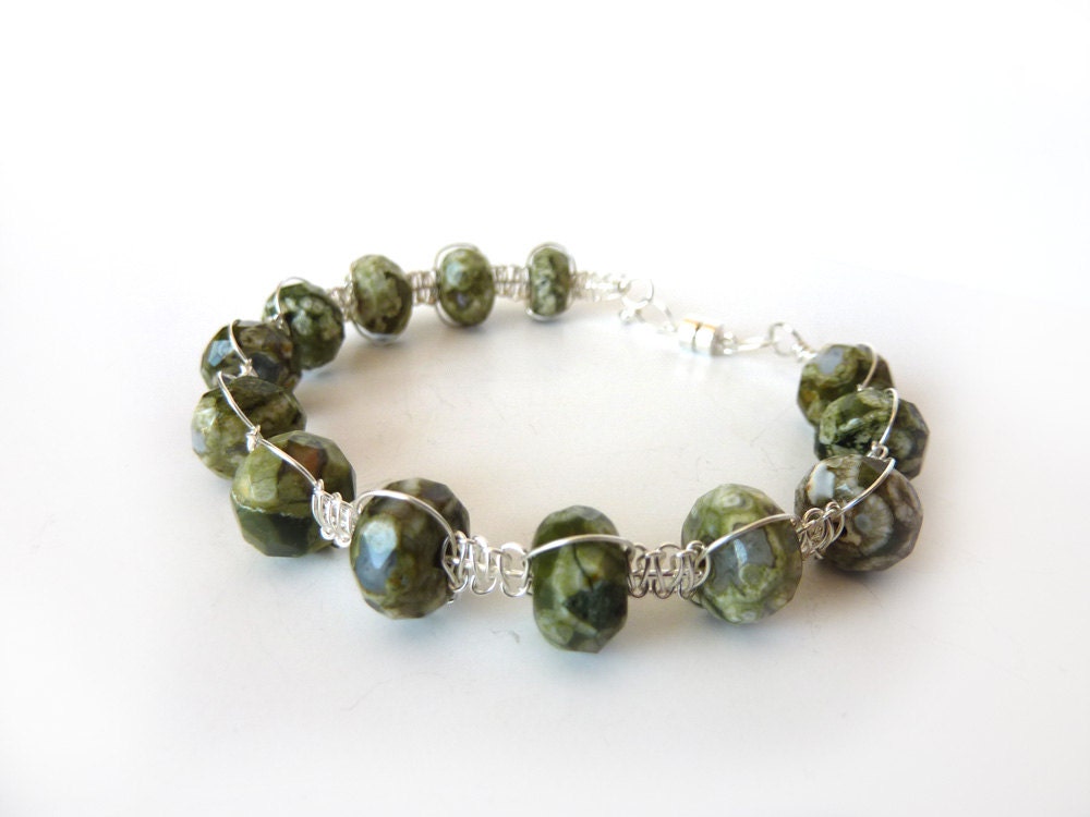 Rhyolite Bracelet - Sterling Silver Magnetic Macrame Friendship Bracelet - One of a Kind - Tagt Team