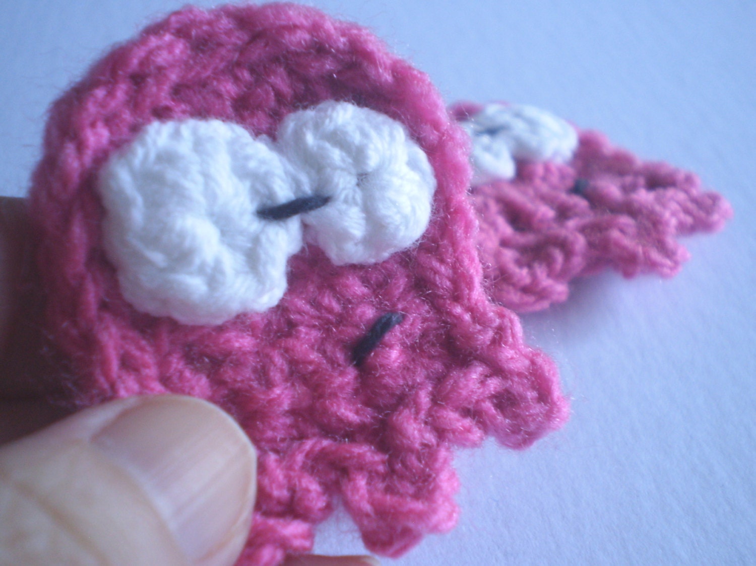 Set of 3 Crocheted Monster Appliques - Hot Pink