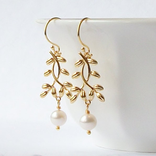 Branch Pearl Dangle Earrings, Pearl Branch Earrings