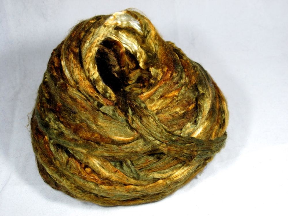 Bombyx Cultivated Silk Combed Top - Golden Olive B - 1oz