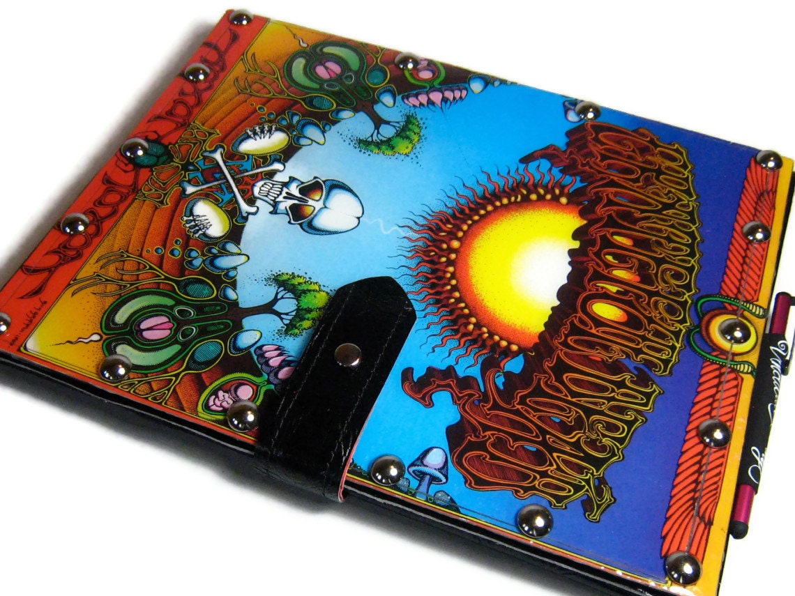 iPad case, leather bookstyle, featuring vintage Grateful Dead Aoxomoxoa record album cover