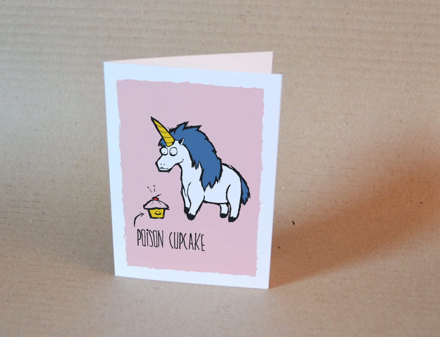 The unicorn and the poison cupcake - too much to resist greeting card