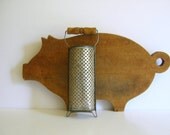Vintage Nutmeg Grater, Wood Handle, Patina