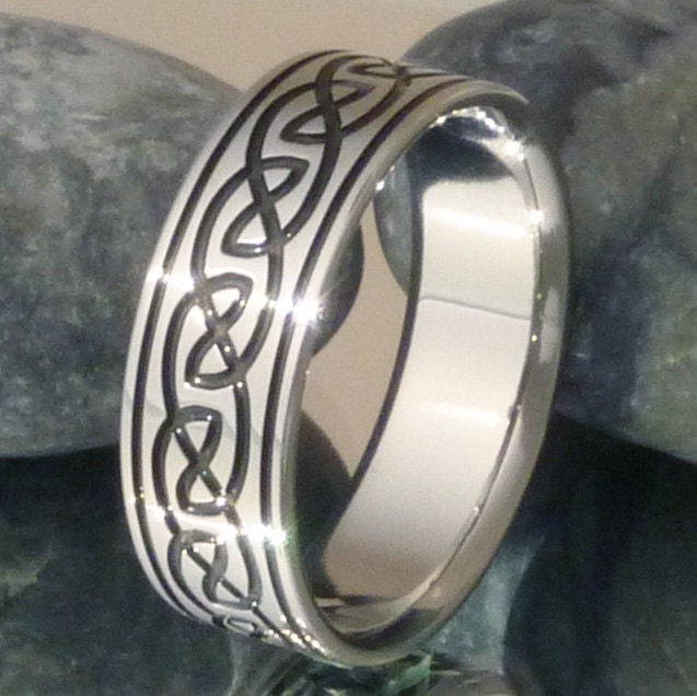 Celtic Titanium Wedding Band - ck6 Black