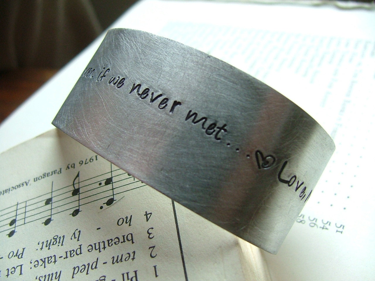 I think I'd miss you even if we never met...Custom Hand Stamped Adjustable Aluminum Cuff by MyBella