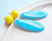 Neon Earrings - Sunny Side of the Street - Enamel and Silver Statement Jewelry