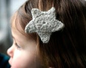 Little Star Hair Clip - Hand Knit - Organic Merino Wool - Baby Hair Accessory