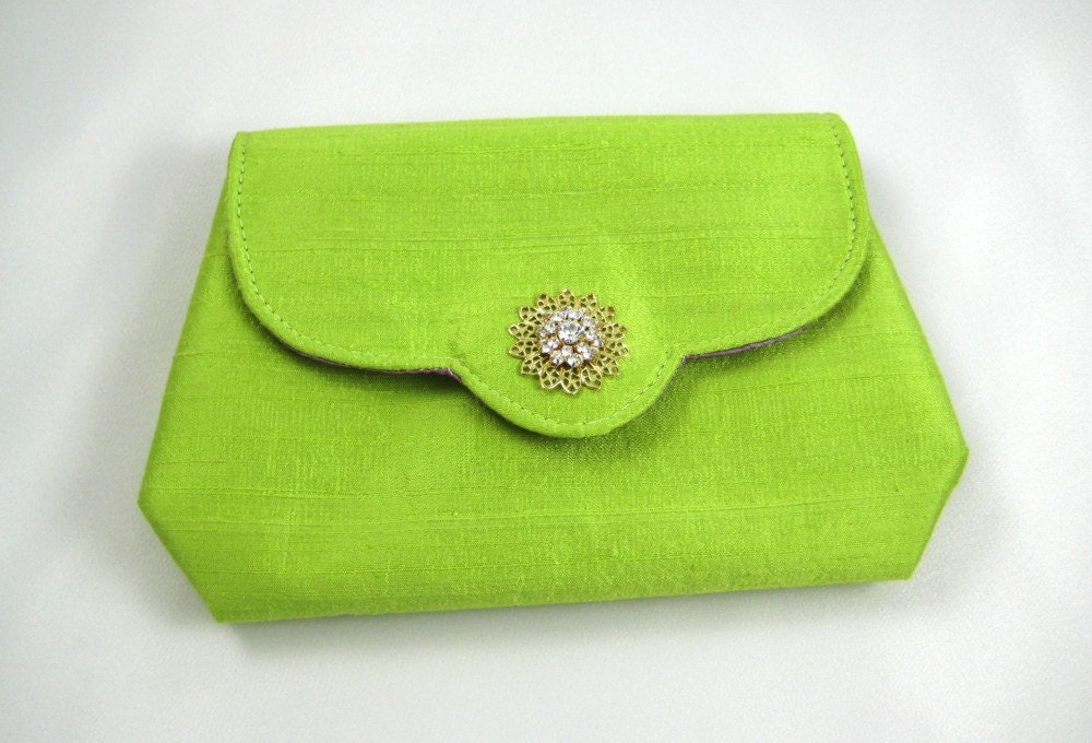 Natural Silk and Swarovski Brooch