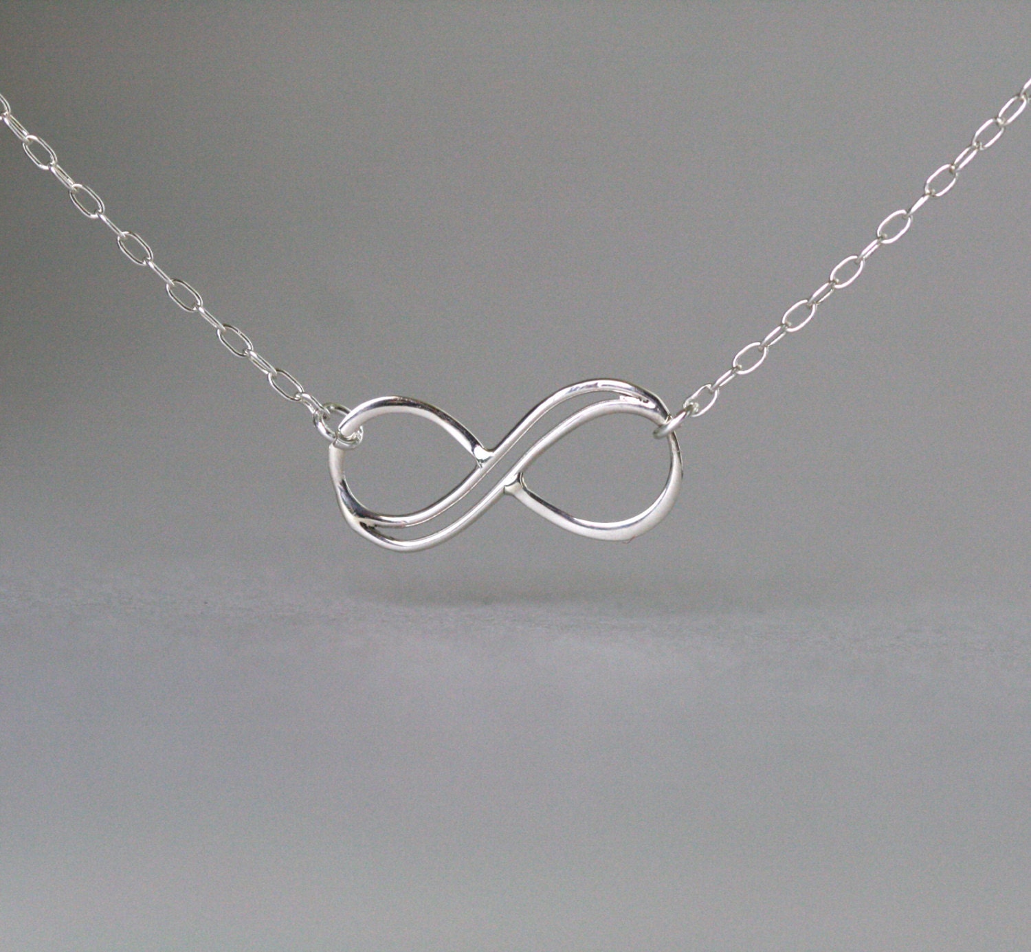 Small Double Wire Infinity Link Sterling Silver Necklace