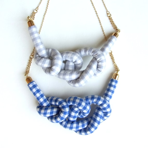 Gingham Rope Knot Necklace