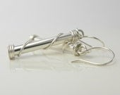 Sterling Silver Earrings. Dangling Wrapped Tubes -The Fiona-