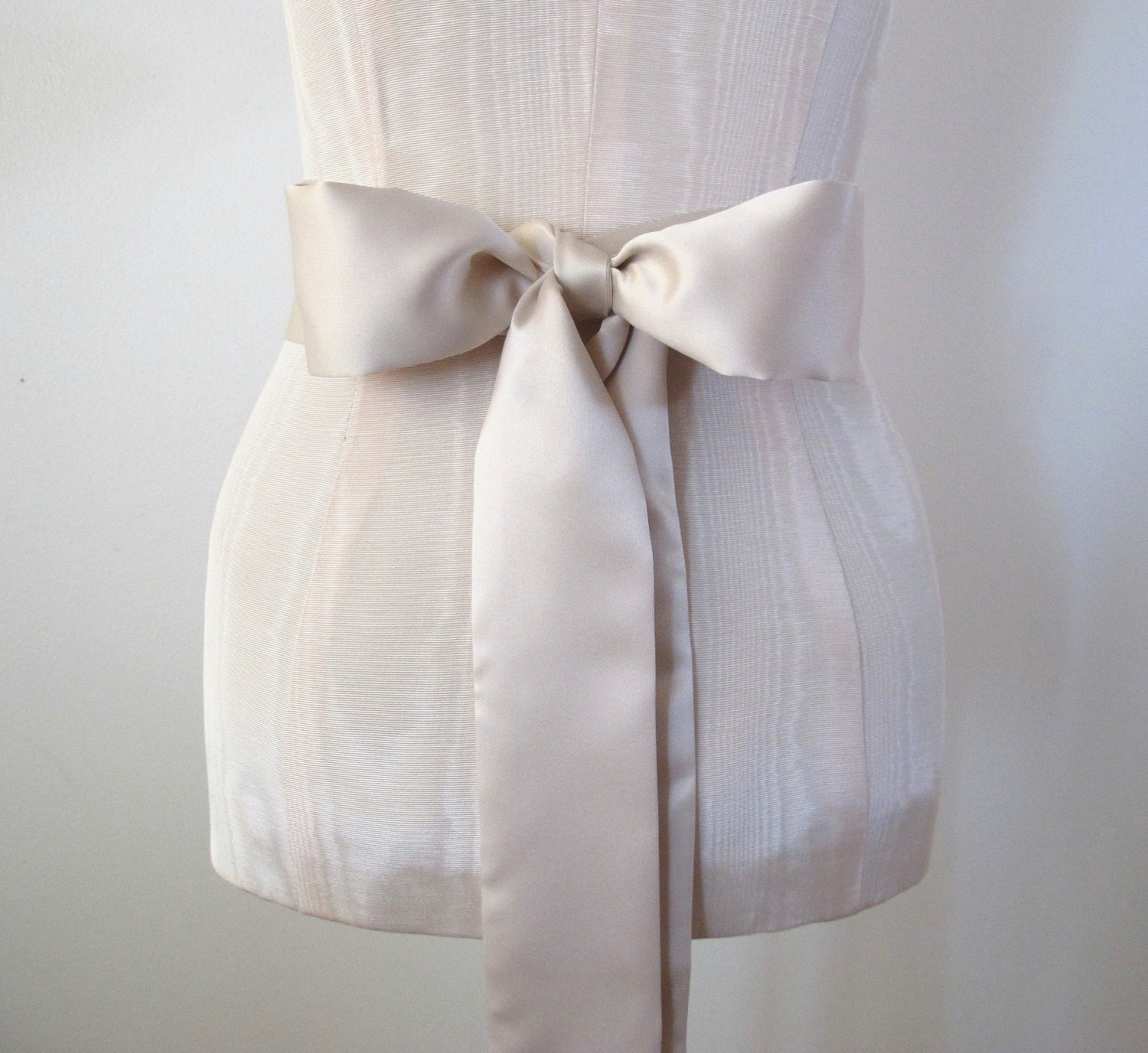 Satin Sash Champagne Light Taupe Matte Satin Wedding Sash Bridal Sash - extra long length - made to order