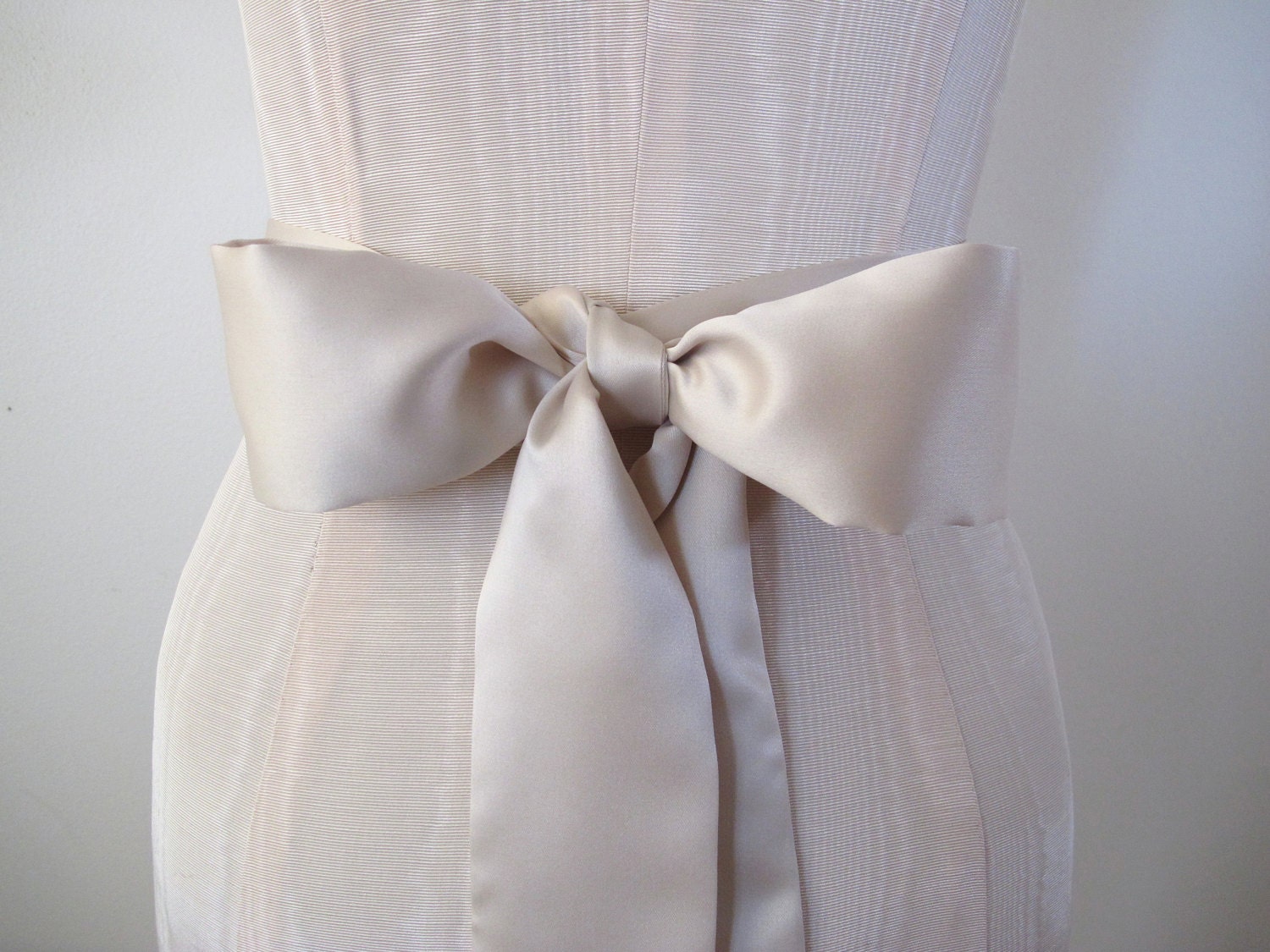 Champagne Light Taupe Matte Satin Sash Bow Belt Wedding Sash Bridal Sash - by ccdoodle on etsy - made to order