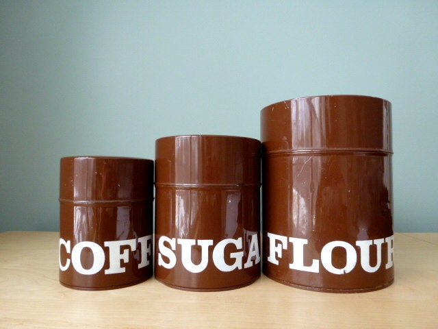 Vintage Mid Century Knobler Retro Lettering Canister Set