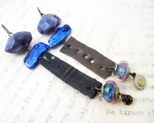 Through Our Eyes. Iridescent Rustic assemblage earrings with archeological dig finds, biwa pearls, lampwork, amethyst.