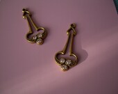 2 Connectors Vintage Banana Bob Art Deco Drops Swarovski Lt Amethyst
