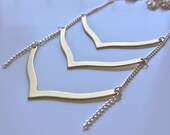 Modern Triple Chevron Necklace - 30 inch chain - mixed metals - FREE U.S. SHIPPING