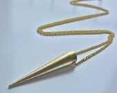 Modern spike necklace - gold - 30 inch chain - FREE U.S. SHIPPING