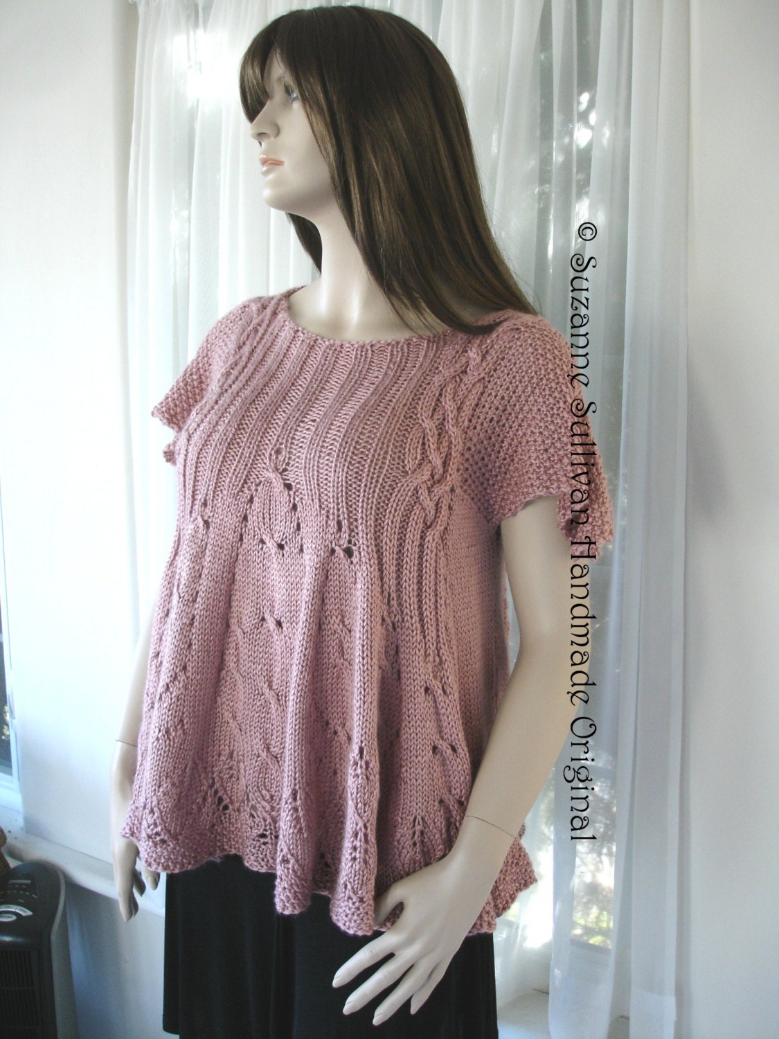 Sweater Tunic, California Swing Top, Knitted Sweater, Rose Pink