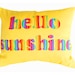 HELLO SUNSHINE, Colorful Word Pillow, Yellow Cushion Cover, Appliqued Text, Rainbow, Dorm Decor, Kids, Babies, Girls, Fun Gift 16x20