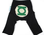 Wool Longies Diaper Cover - GREEN LANTERN - Small 0-9m