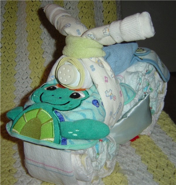 Motorcycle Diaper Cake Baby Shower Gift  MADE TO ORDER
