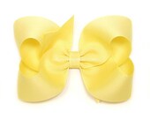 Banana Cream Hair Bow, 4 inch Basic Bow, Butter Yellow Boutique Bow, MTMG Aloha Sunshine, Sea Splash, Pastel Yellow