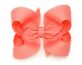 Coral Hair Bow, 4 inch Basic Bow Coral Boutique Bow Classic Bow No Slip Hair Bows Baby Toddler Girl